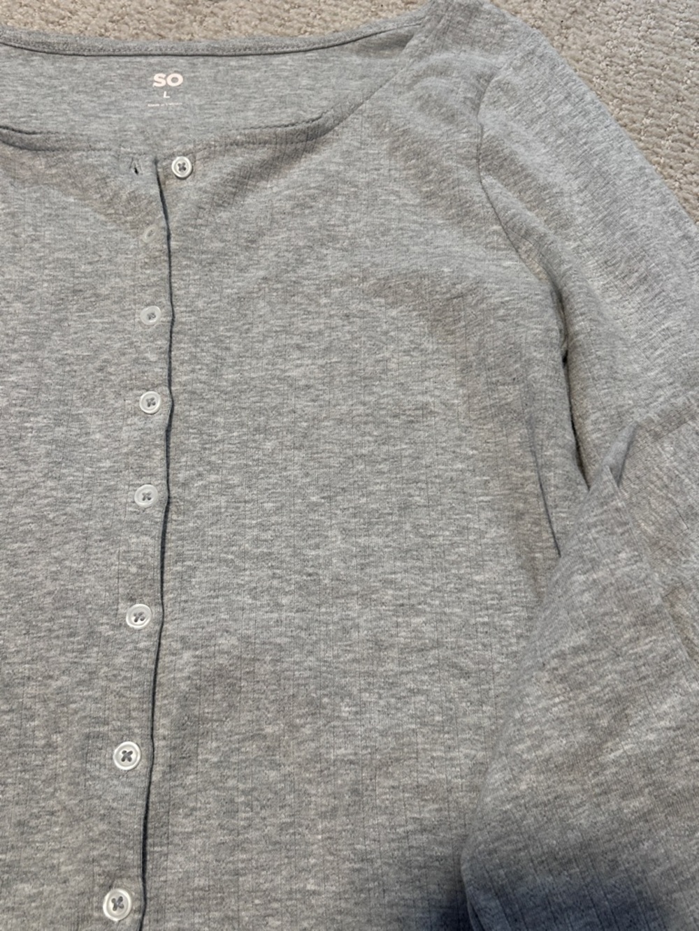 SO Gray Ribbed Long Sleeve Button-Up Tee - Picture 8 of 8